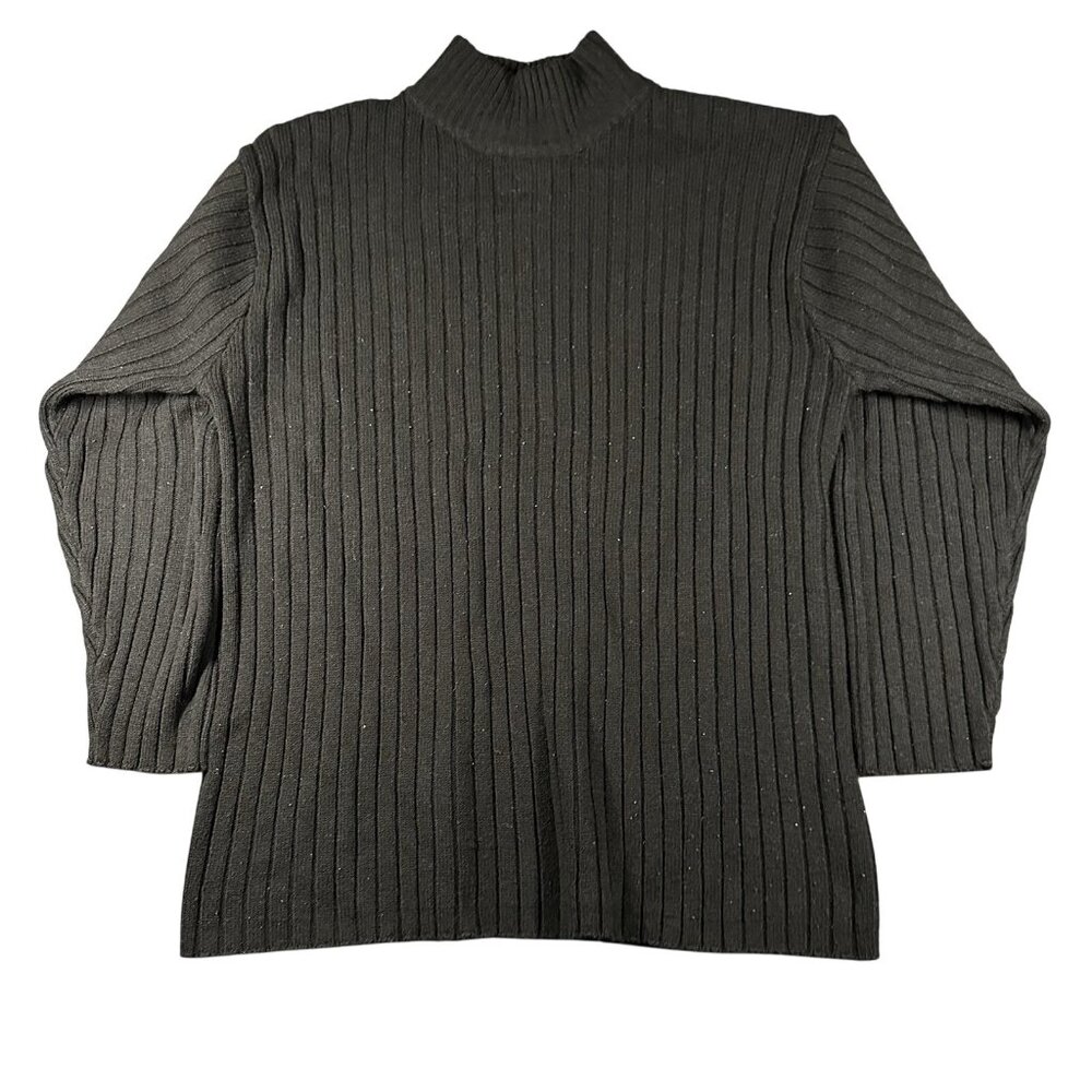Vtg Southpole Sweater Mens Large Black Ribbed Knit Mock Neck Pullover Long Sleev
